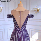 Purple Beaded Luxury Evening Dresses Gowns 2025 Long A-Line Sleeveless For Women Party LA71469