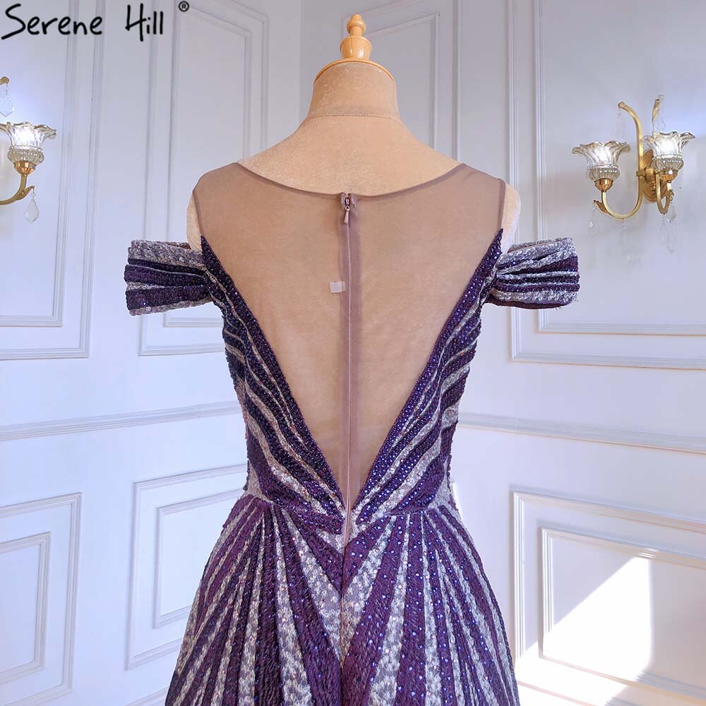 Purple Beaded Luxury Evening Dresses Gowns 2025 Long A-Line Sleeveless For Women Party LA71469