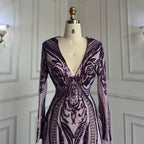 Purple Long Prom Dresses 2025 Luxury Sequined  Sexy Mermaid Style Black Girl Prom Gala Party Gowns 2025 LA72071
