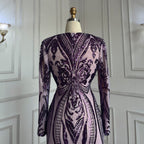 Purple Long Prom Dresses 2025 Luxury Sequined  Sexy Mermaid Style Black Girl Prom Gala Party Gowns 2025 LA72071