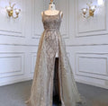 Red Beaded Split Mermaid Luxury Evening Dress Gown Sleeveless LA70765