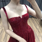 Red Beading Evening Gowns 2025 Sleeveless A-Line Luxury Floor-Length Formal Dress Design LA70600