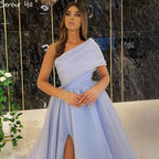 Red High Split Sexy Evening Gowns 2025 A-Line One shoulder Simple Formal Dress Design LA71114