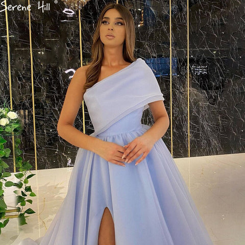 Vestido de noche rojo con abertura alta, sexy, corte A, un hombro, sencillo, formal, LA71114 