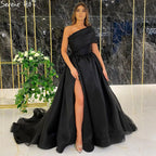 Red High Split Sexy Evening Gowns 2025 A-Line One shoulder Simple Formal Dress Design LA71114