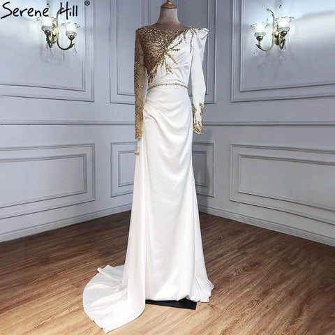 Vestido de noche rojo de sirena con abertura, 2025, satén con cuentas, elegante y sexy para mujer, fiesta LA70992 