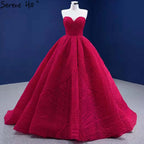 Red Pleat High-end Wedding Dresses 2025 Sweetheart Sexy Lace Up Bride Gowns HM67355 Custom Made
