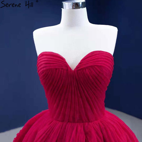 Vestidos de novia de alta gama con pliegues rojos 2025, escote corazón, sexy, con cordones, HM67355, hechos a medida 