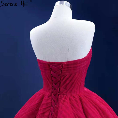 Vestidos de novia de alta gama con pliegues rojos 2025, escote corazón, sexy, con cordones, HM67355, hechos a medida 