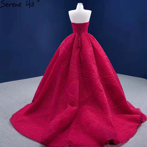 Vestidos de novia de alta gama con pliegues rojos 2025, escote corazón, sexy, con cordones, HM67355, hechos a medida 