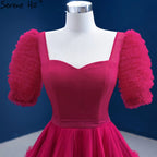 Red Puff Sleeves Wedding Dresses 2025 Ruffles Sexy Lace Up Bride Gowns HM67361 Custom Made