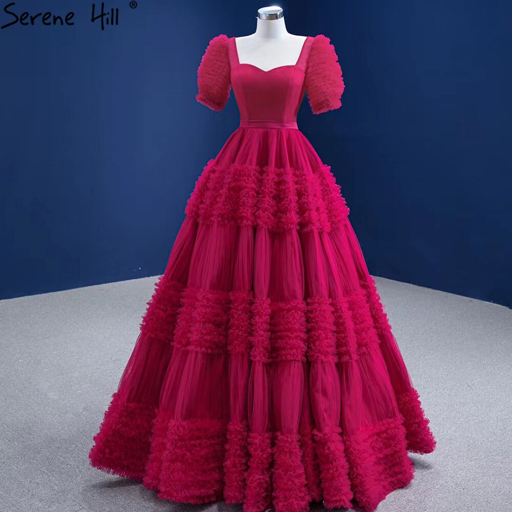 Red Puff Sleeves Wedding Dresses 2025 Ruffles Sexy Lace Up Bride Gowns HM67361 Custom Made