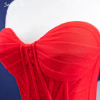 Red Ruffles High-end Wedding Dresses 2025 Lace Up Simple Sexy Bride Gowns HM67301 Custom Made