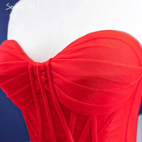 Vestidos de novia de alta gama con volantes rojos 2025, con cordones, sencillos y sexys, HM67301, hechos a medida 