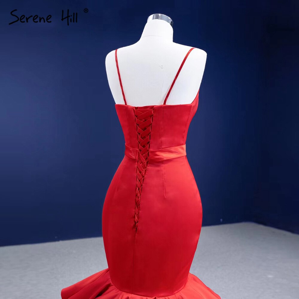 Red Ruffles Mermaid Wedding Dresses 2025 Spaghetti Strap Elegant Sexy Bride Gowns HM67311 Custom Made