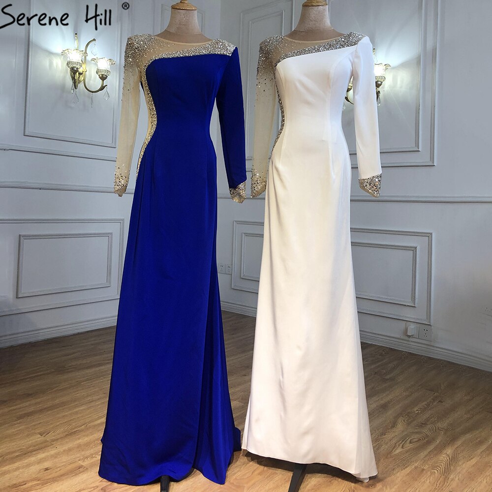 Red Satin Mermaid Evening Dresses Gowns 2025 Elegant Beaded Sexy For Women Wedding Party LA71152
