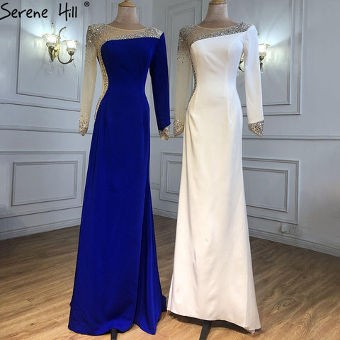 Vestidos de noche de sirena de satén rojo 2025, elegantes y sexys con cuentas para mujer, para bodas y fiestas LA71152 