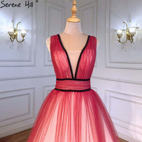 Vestidos de noche rojos sencillos y sexys, vestidos de gala 2025, sin mangas, con cordones para mujer, fiesta LA71407 