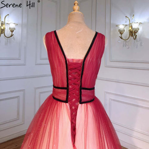 Vestidos de noche rojos sencillos y sexys, vestidos de gala 2025, sin mangas, con cordones para mujer, fiesta LA71407 