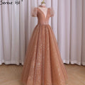 Rose Pink A-Line Evening Dresses Gowns 2025 Short Sleeves Sexy For Women Wedding Party LA70599