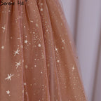Rose Pink A-Line Evening Dresses Gowns 2025 Short Sleeves Sexy For Women Wedding Party LA70599