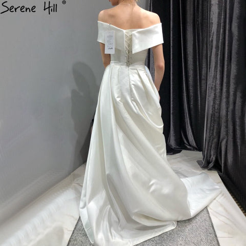 Vestidos de novia de satén color marfil con corte A, escote corazón, sencillos y sexys, hechos a medida, HA2509 