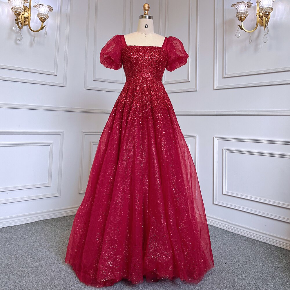 Sexy Gold A Line Luxury Sparkle Beaded Lace Up Evening Dresses Gowns 2025 For Women Party LA71153A