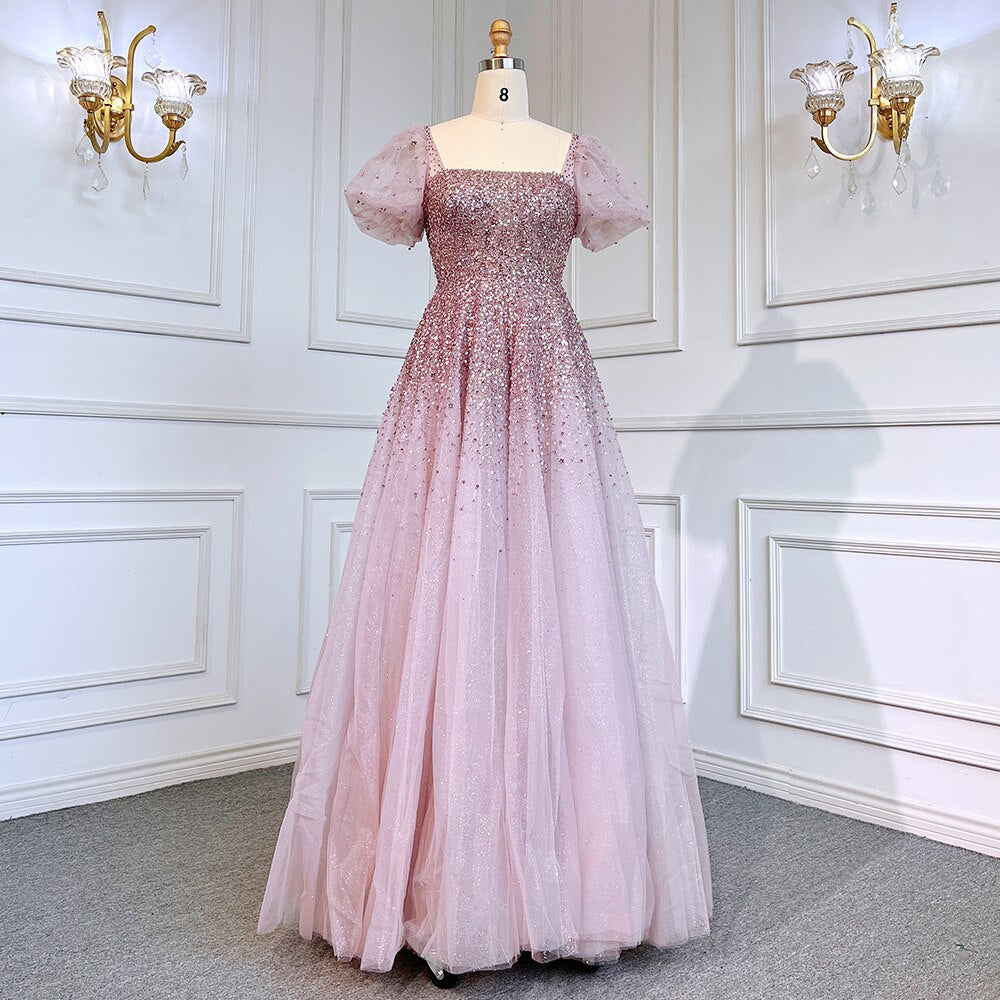 Sexy Gold A Line Luxury Sparkle Beaded Lace Up Evening Dresses Gowns 2025 For Women Party LA71153A