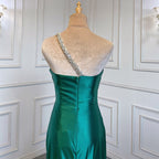 Sexy Green One Shoulder Satin Arabic Evening Dresses Gowns Beaded Mermaid Elegant Luxury For Women Party LA71739