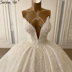 Sexy Lace Wedding Gowns Spaghetti Strap Beaded Bridal Dresses HA2519 Custom Made