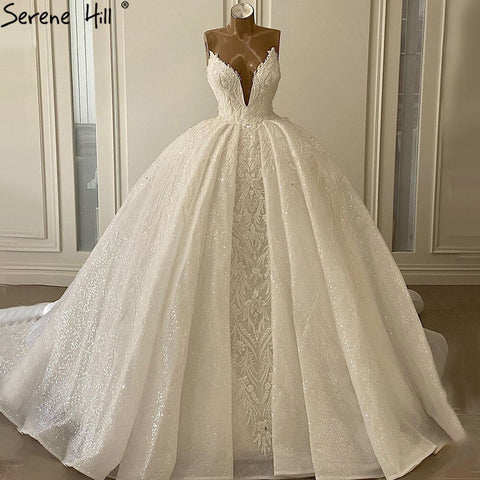 Vestidos de novia sexys de encaje con tirantes finos y cuentas HA2519 hechos a medida 