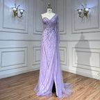 Sexy One Shoulder Split Mint Mermaid Beaded Arabic Evening Dresses Gowns For Woman Wedding Party 2025 LA71859