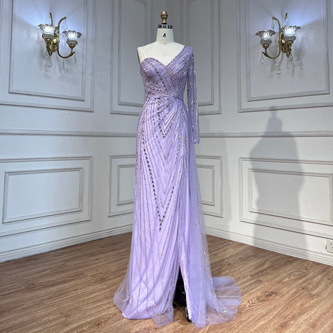 Vestido de noche árabe con un hombro al descubierto, corte sirena, menta, con cuentas, para mujer, para boda, fiesta, 2025, LA71859 