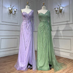 Sexy One Shoulder Split Mint Mermaid Beaded Arabic Evening Dresses Gowns For Woman Wedding Party 2025 LA71859