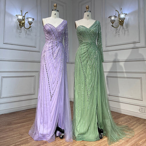 Vestido de noche árabe con un hombro al descubierto, corte sirena, menta, con cuentas, para mujer, para boda, fiesta, 2025, LA71859 