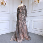 Sexy Pink Mermaid Elegant One Shoulder With Overskirt Luxury Beaded Evening Dresses Gowns For Women Party LA71771