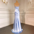Sexy Spaghetti Straps Blue Mermaid Elegant Backless Satin Arabic Evening Dresses Gowns 2025 For Women Party LA71738