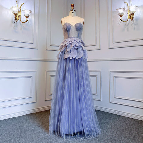 Vestidos de noche de lujo con cristales, corte A, plateados, sin tirantes y escote corazón, para mujer, para boda o fiesta, LA71647 