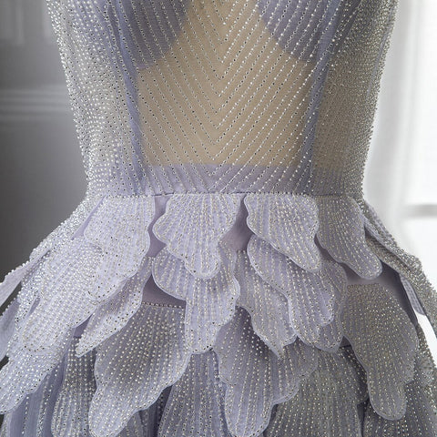 Vestidos de noche de lujo con cristales, corte A, plateados, sin tirantes y escote corazón, para mujer, para boda o fiesta, LA71647 