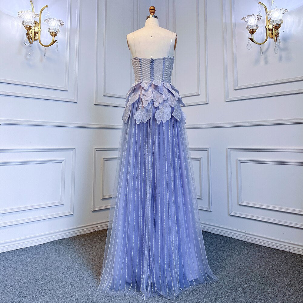 Sexy Sweetheart Strapless Silver A Line Luxury Crystal Evening Dresses Gowns 2025 For Women Wedding Party LA71647