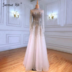 Silver Luxury Sexy Evening Dresses Gowns A-Line Beaded Crystal Lace Up 2025 For Women Party LA71227
