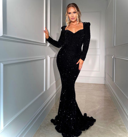 Vestidos de noche de lujo con corte sirena plateado, sin abertura, elegantes para mujer, para fiesta, LA71390 