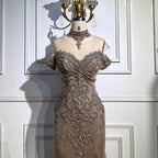 Silver Mermaid Luxury Evening Dresses Gowns Pearls Beaded Elegant For Woman Wedding Party LA71870
