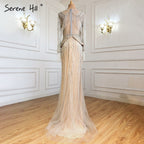 Silver Nude Luxury Elegnat Evening Dresses Gowns 2025 Mermaid Beaded Tassel For Woman Party LA71295