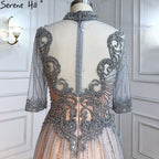 Silver Nude Luxury Evening Dresses Gowns 2025 Beaded A-Line Sexy For Woman Wedding Party  LA71186