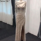 Silver Nude Luxury Mermaid Evening Dresses Gowns 2025 Beading Sparkle Elegant For Women Party  LA70752
