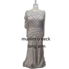 Silver Nude Luxury Mermaid Evening Dresses Gowns 2025 Beading Sparkle Elegant For Women Party  LA70752