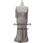 Silver Nude Mermaid Elegant High Spli Evening Dresses Gowns Luxury Beaded 2025 For Women Party LA70752L