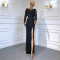 Silver Nude Mermaid Elegant High Spli Evening Dresses Gowns Luxury Beaded 2025 For Women Party LA70752L
