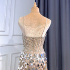 Silver Nude Spaghetti Strap Luxury Evening Dresses Gowns 2025 Mermaid Sequins Beaded Elegant For Women Party LA71666